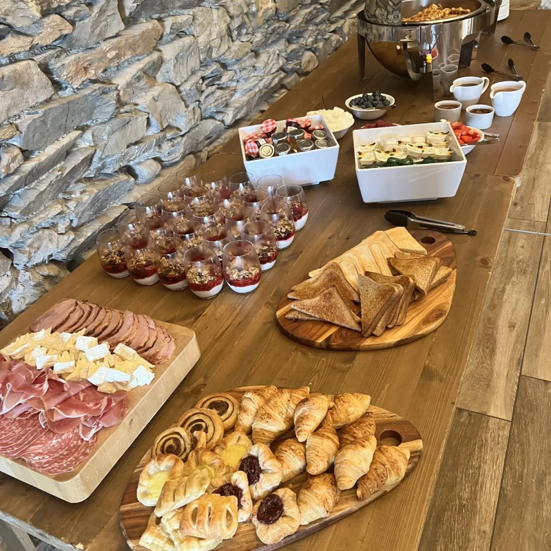 Breakfast Buffet pre wedding breakfast with fresh fruit and pastries