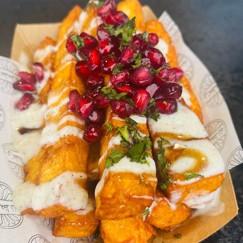 Halloumi fries with pomegranates